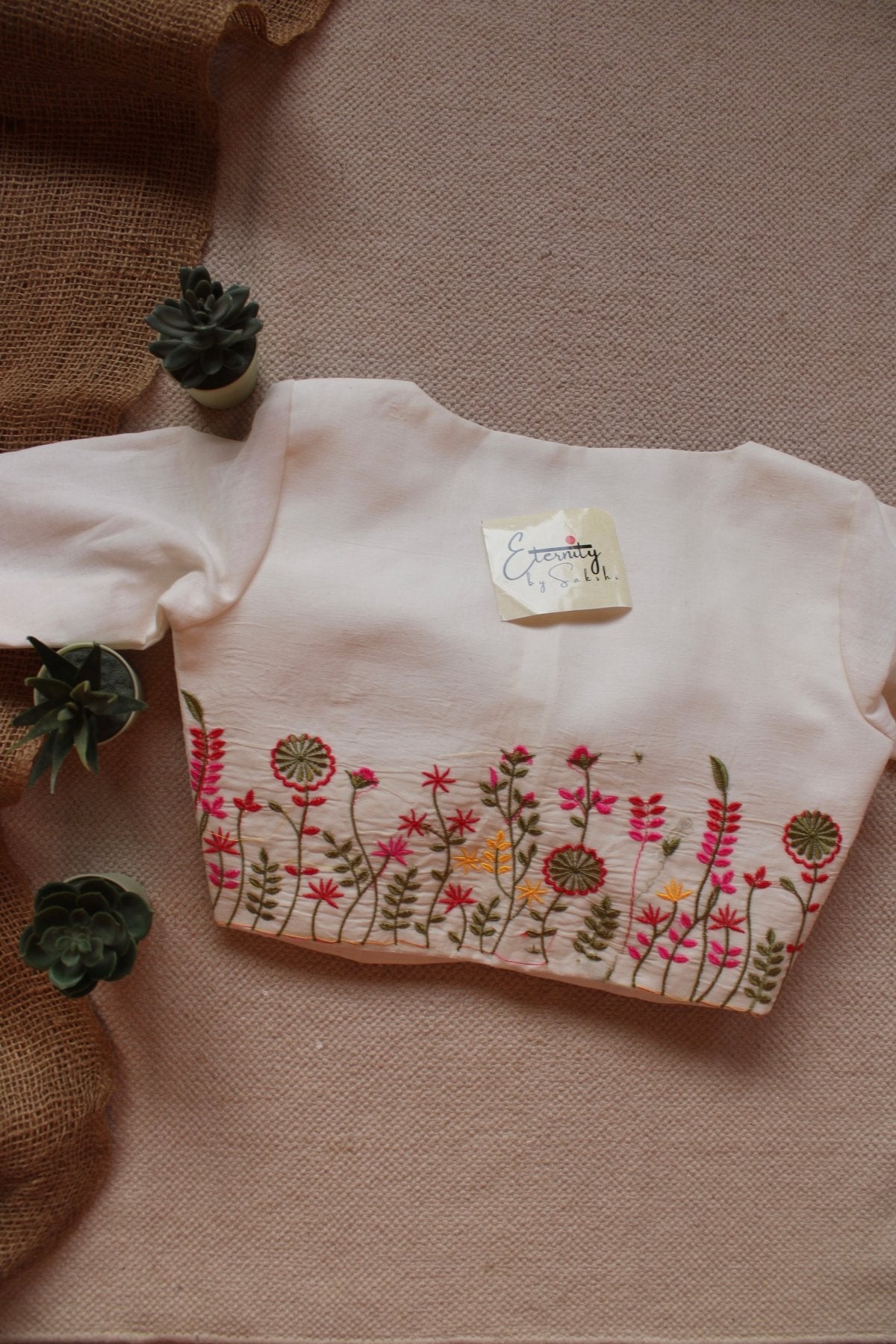 Safed Machine Embroidery Blouse - Eternity by Sakshi