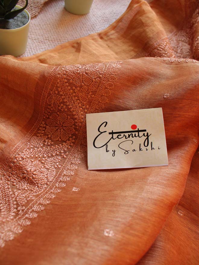 Dusky Gold Silk Linen Saree - Eternity by Sakshi