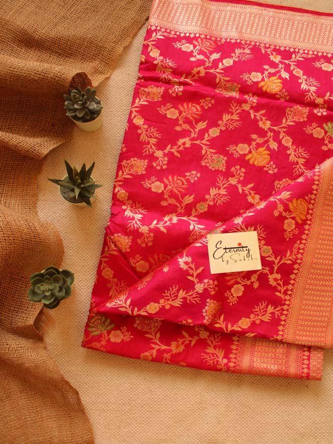 Pink Handwoven Minakari Silk Banarasi Saree - Eternity by Sakshi