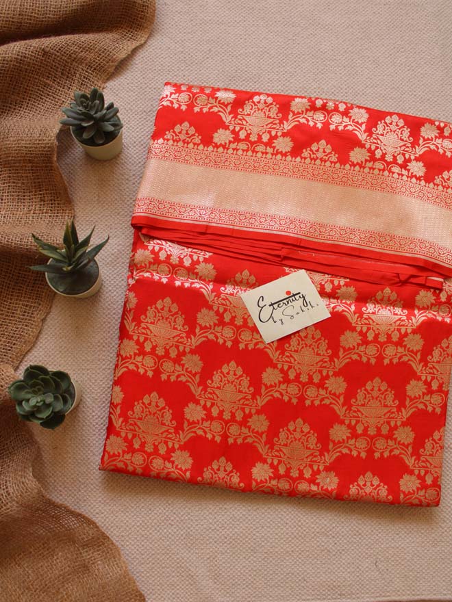 Orange Handwoven Silk Banarasi Saree 1 - Eternity by Sakshi