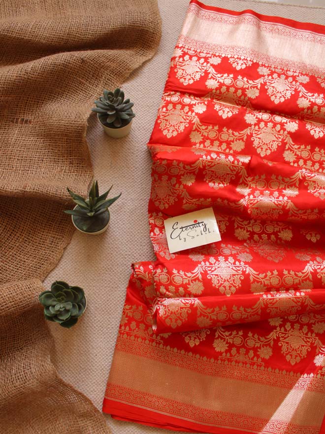 Orange Handwoven Silk Banarasi Saree 1 - Eternity by Sakshi