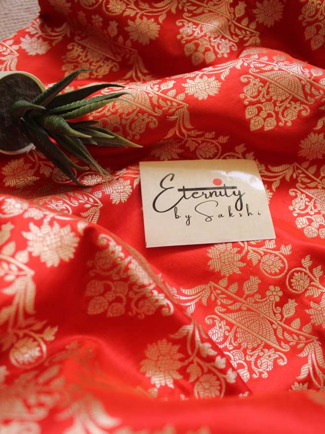 Orange Handwoven Silk Banarasi Saree 1 - Eternity by Sakshi