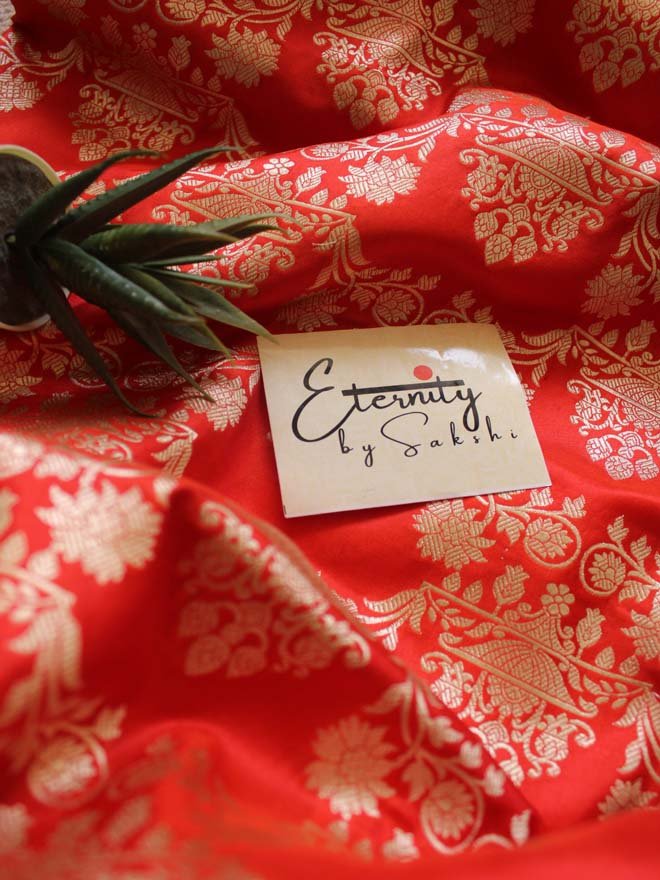 Orange Handwoven Silk Banarasi Saree 1 - Eternity by Sakshi