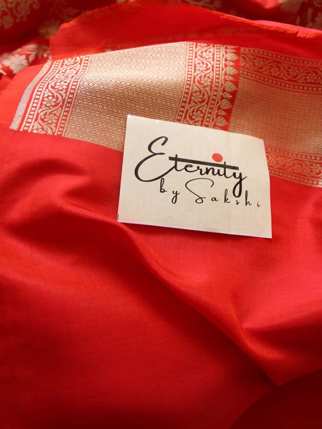 Orange Handwoven Silk Banarasi Saree 1 - Eternity by Sakshi