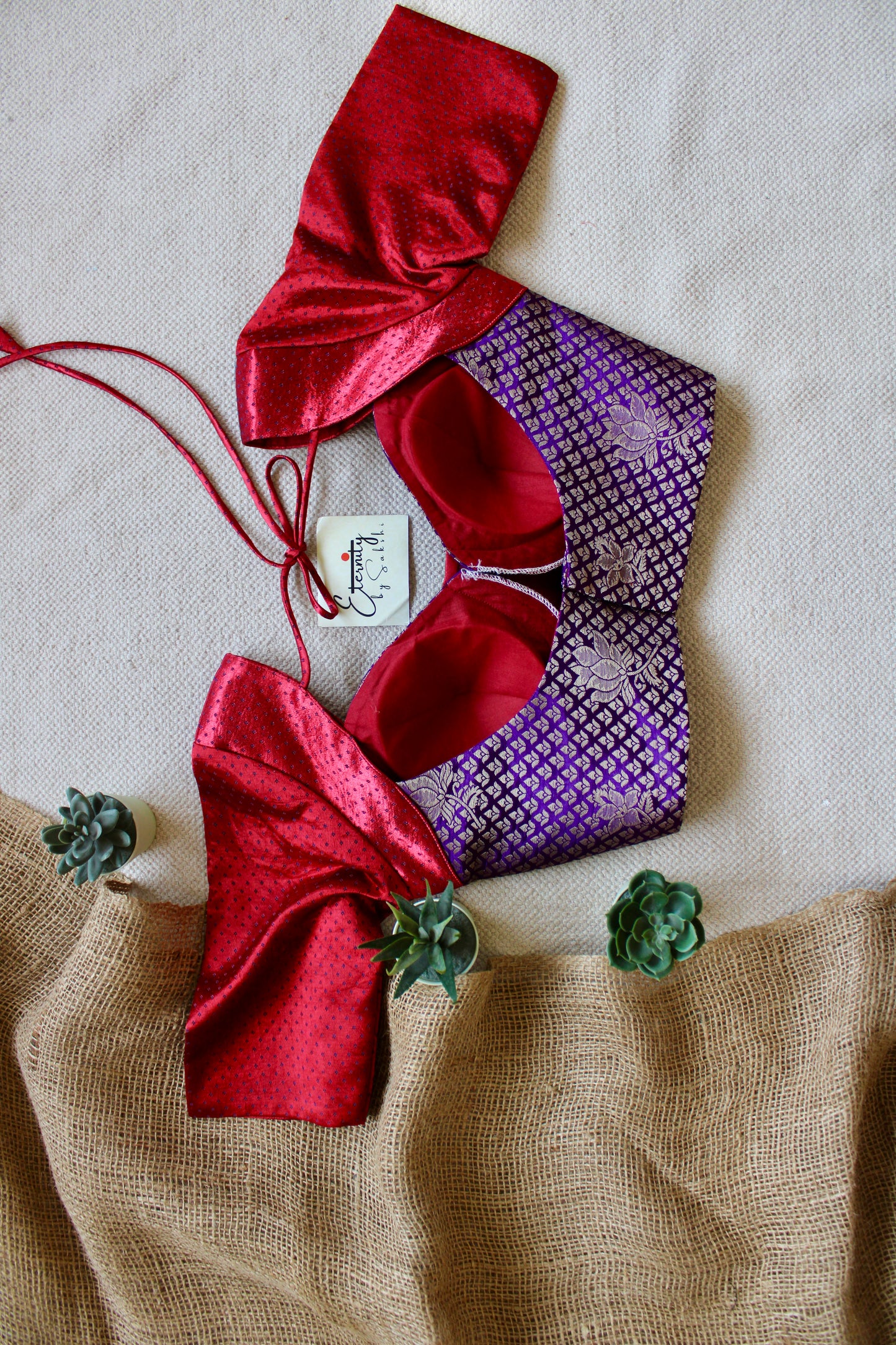 Red Silk Patch Blouse