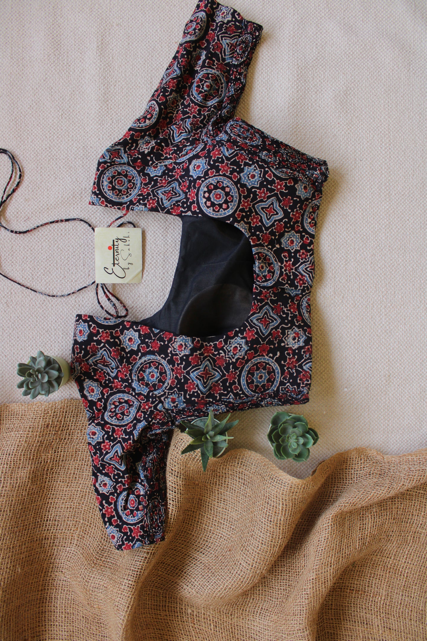 Black Kohl Ajrakh Stretchable Blouse