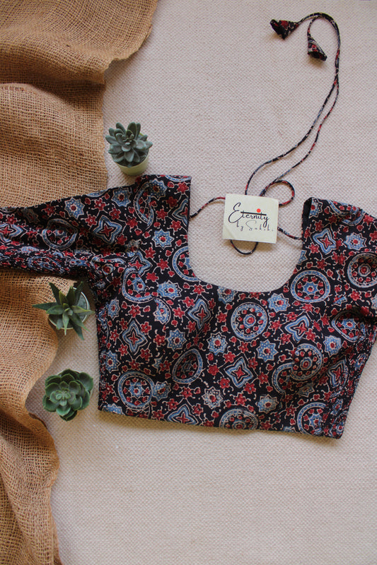 Black Ajrakh Stretchable Blouse