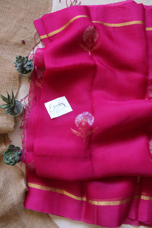 Pink Stripes Muslin Silk Saree - Eternity by Sakshi