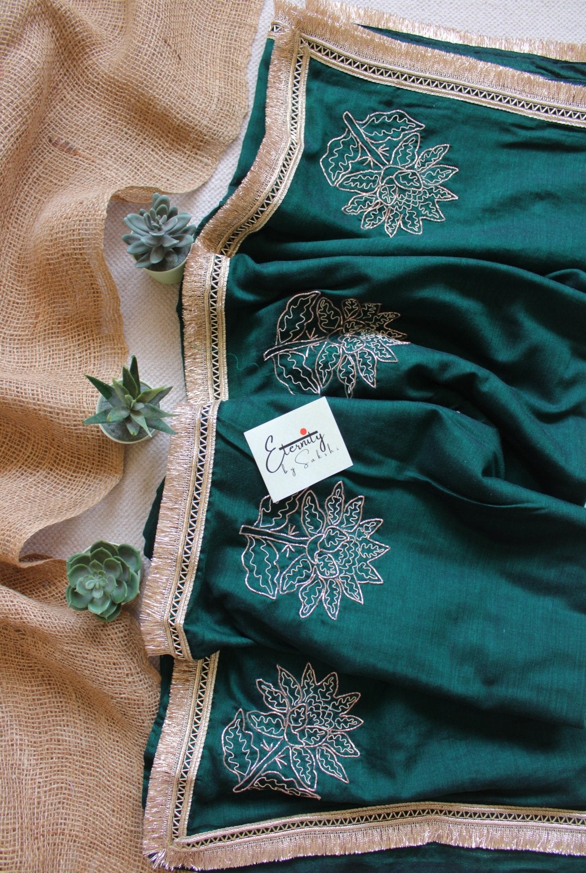 Emerald Elegance Handwork Saree - Eternity by Sakshi