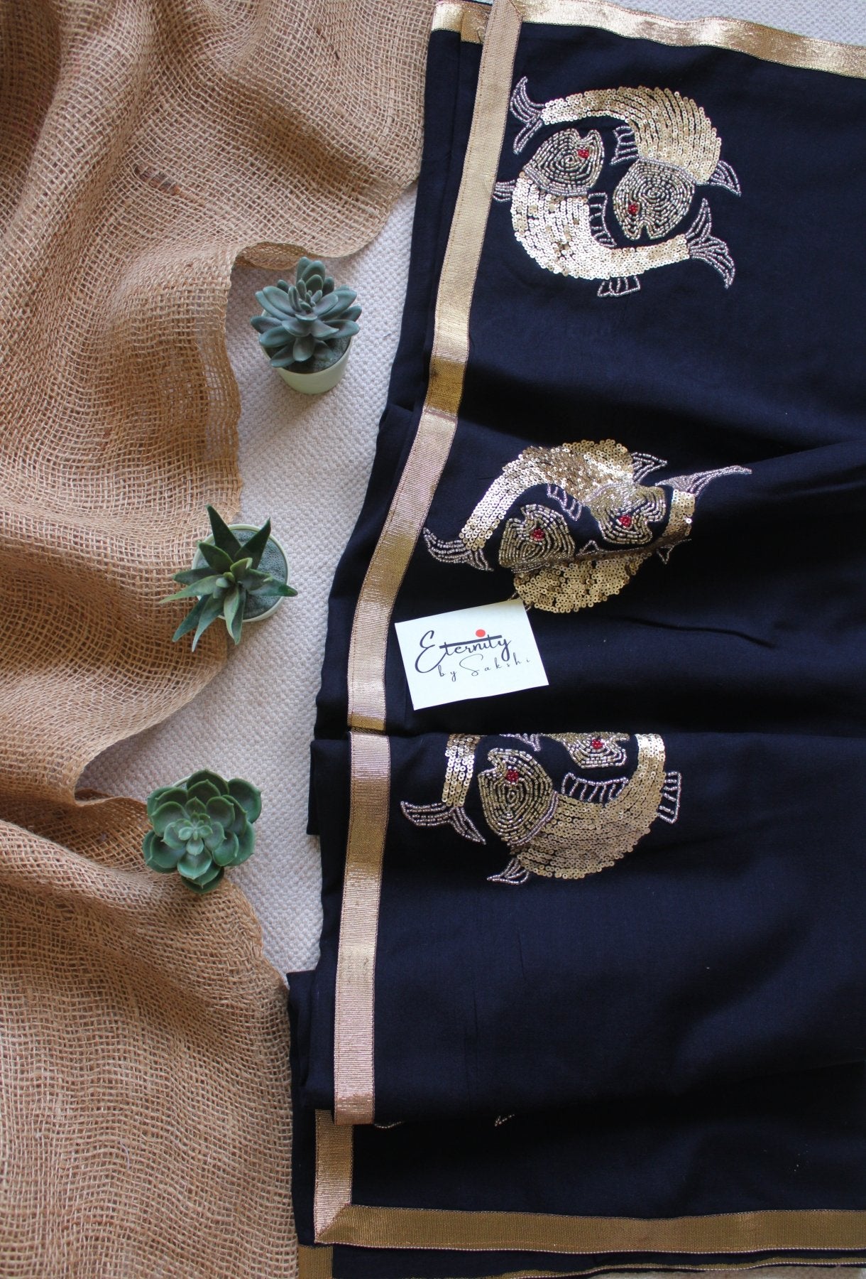 Midnight Jalpari Elegance Handwork Saree - Eternity by Sakshi