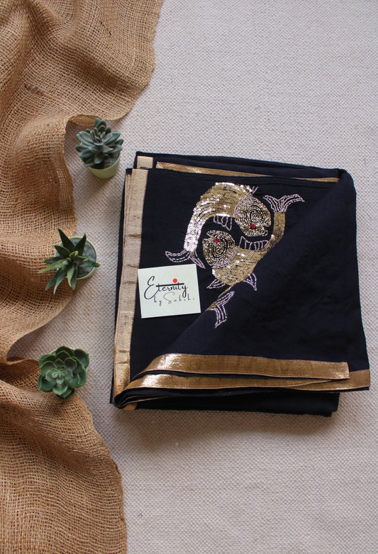 Midnight Jalpari Elegance Handwork Saree - Eternity by Sakshi