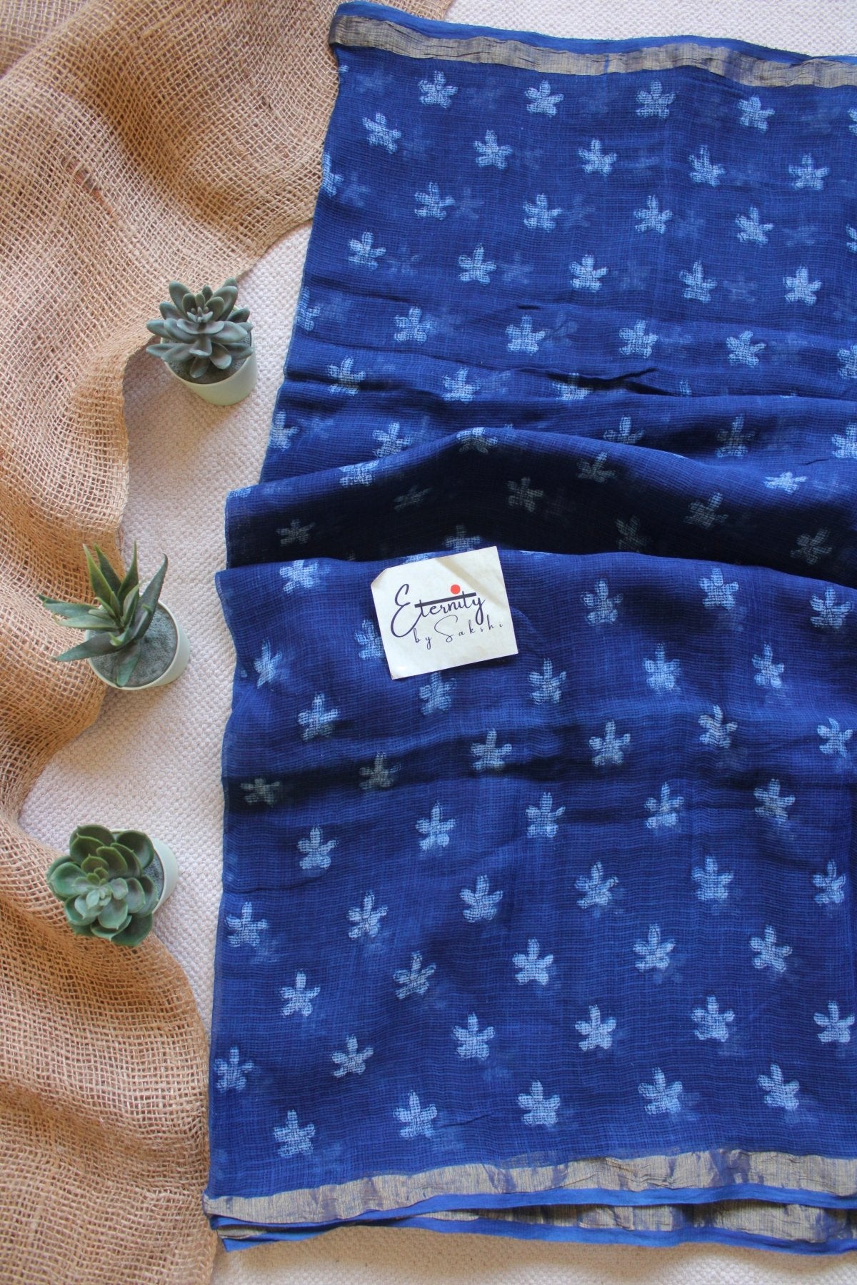 Indigo Handblockprinted Saree - Eternity by Sakshi