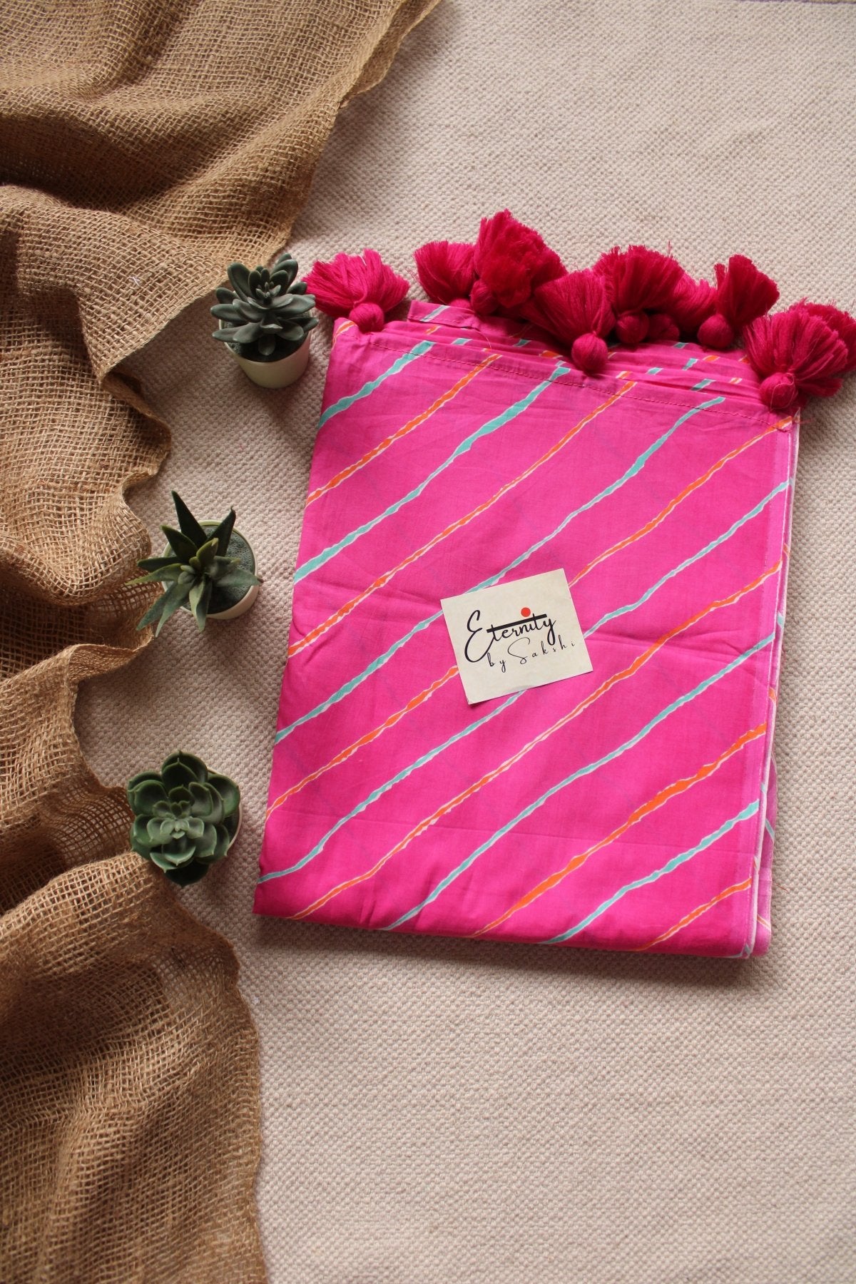 PINK LEHERIYA SAREE - Eternity by Sakshi