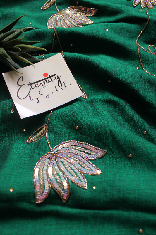 Green Ratrani Handwork Saree