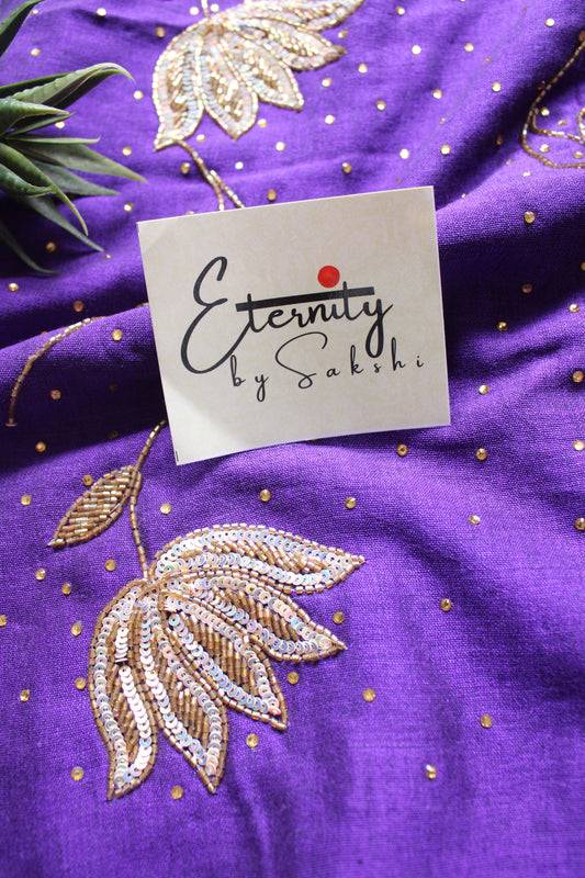 Purple Ratrani Handwork Saree