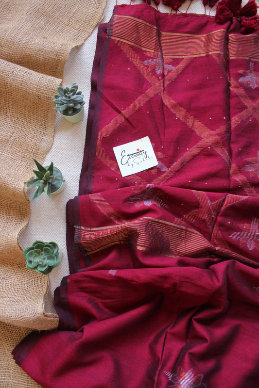 Maroon Lotus Saree - Eternity by Sakshi
