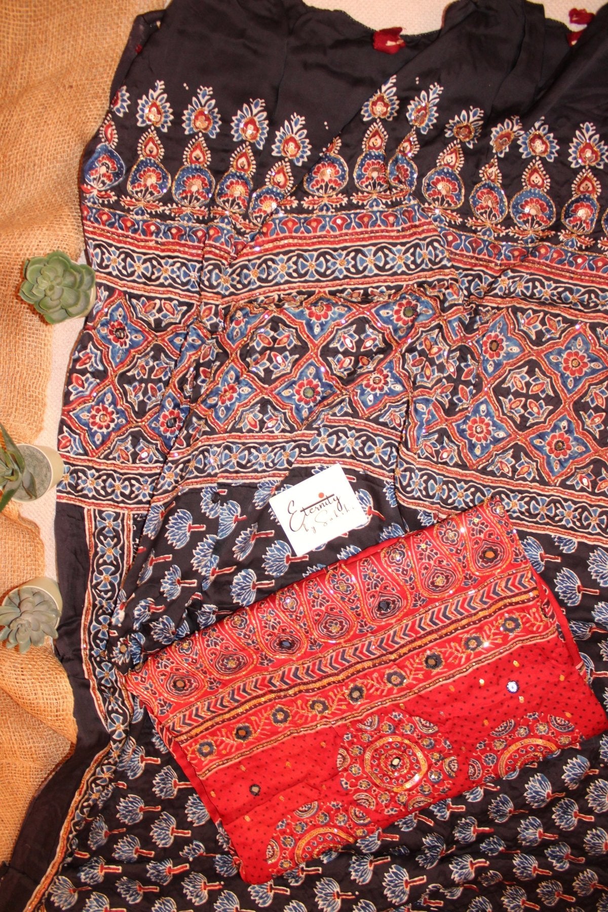 Meher Ajrakh Handwork Unstiched Kurti With Duppata - Eternity by Sakshi