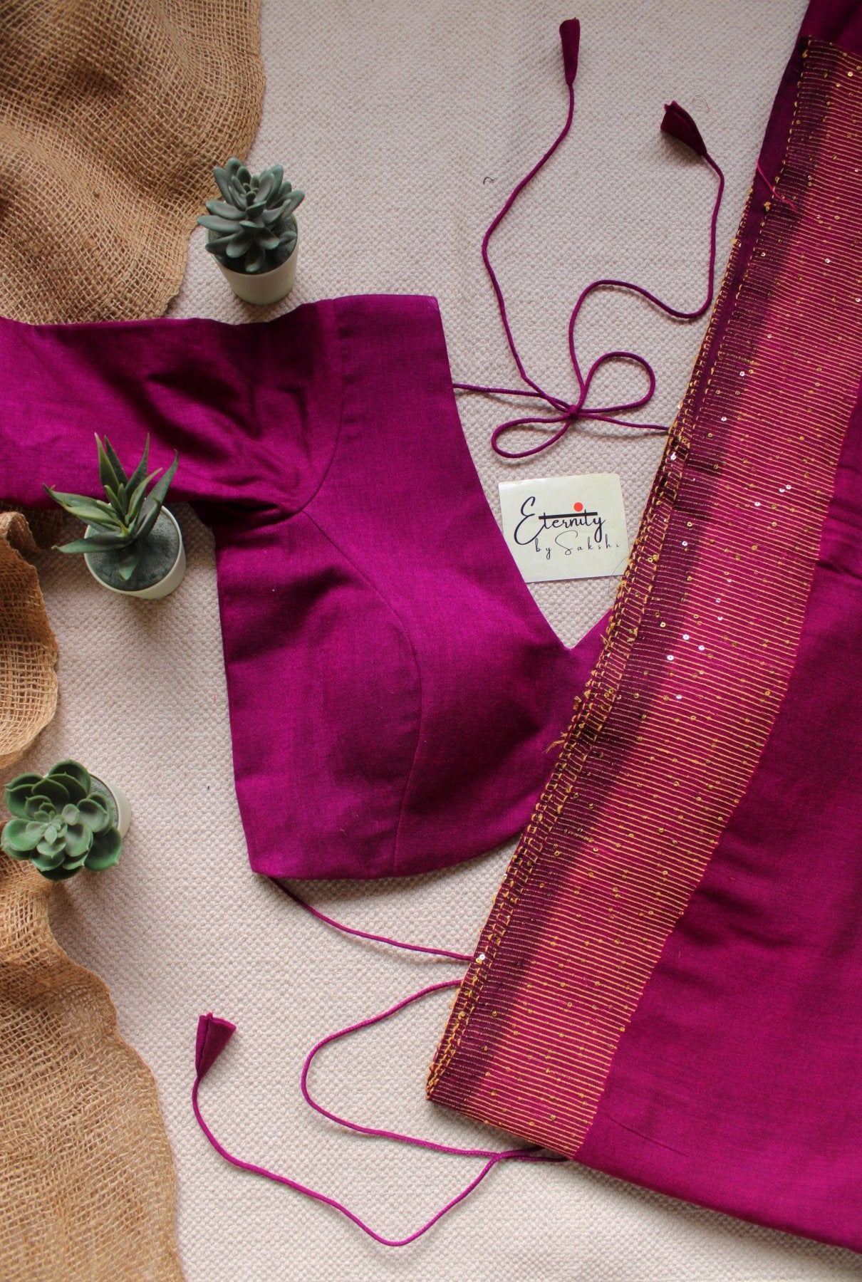Magenta Shakti Saree + Rosy Shadow Blouse Combo - Eternity by Sakshi
