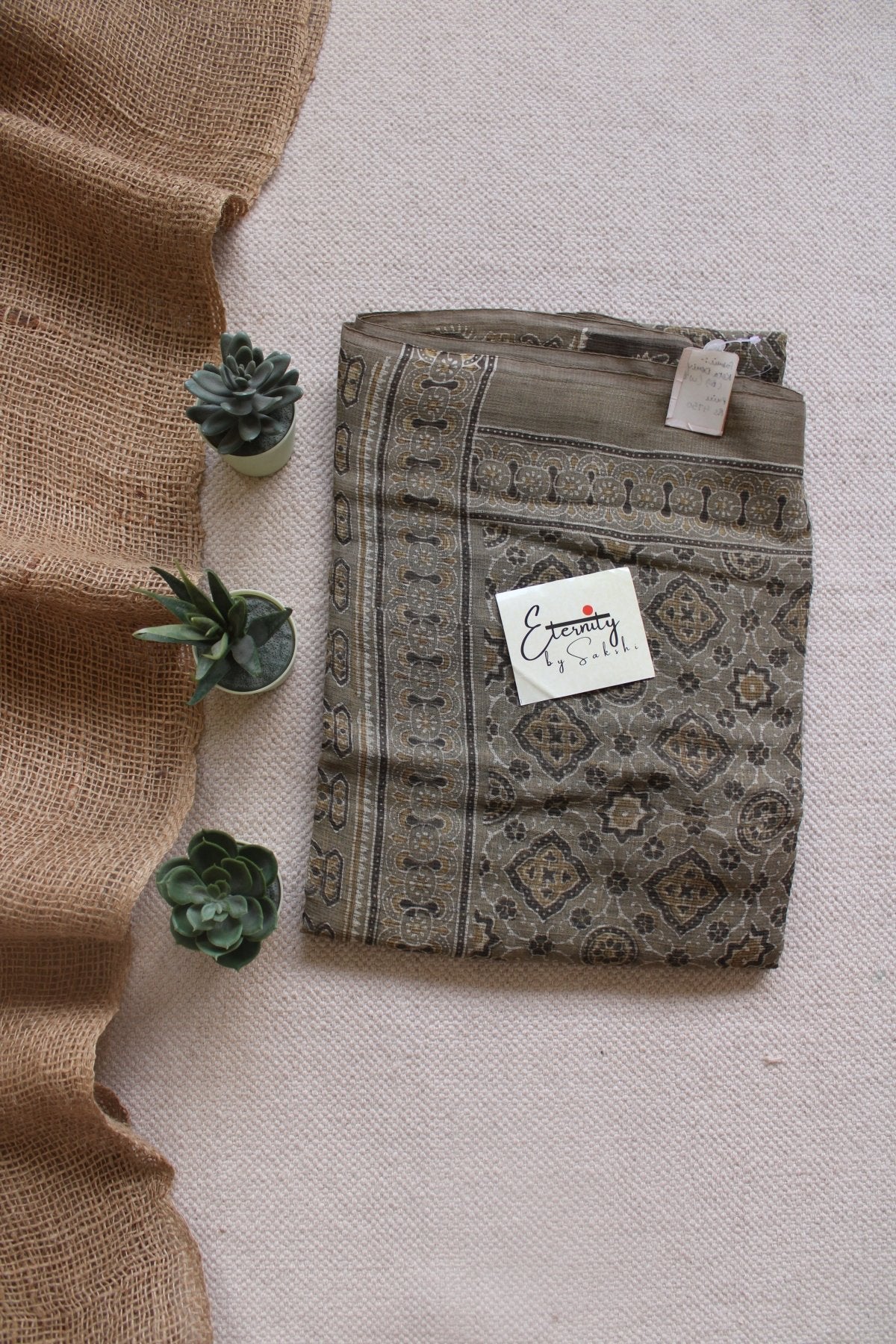 Misty Dusk Ajrakh Saree - Eternity by Sakshi