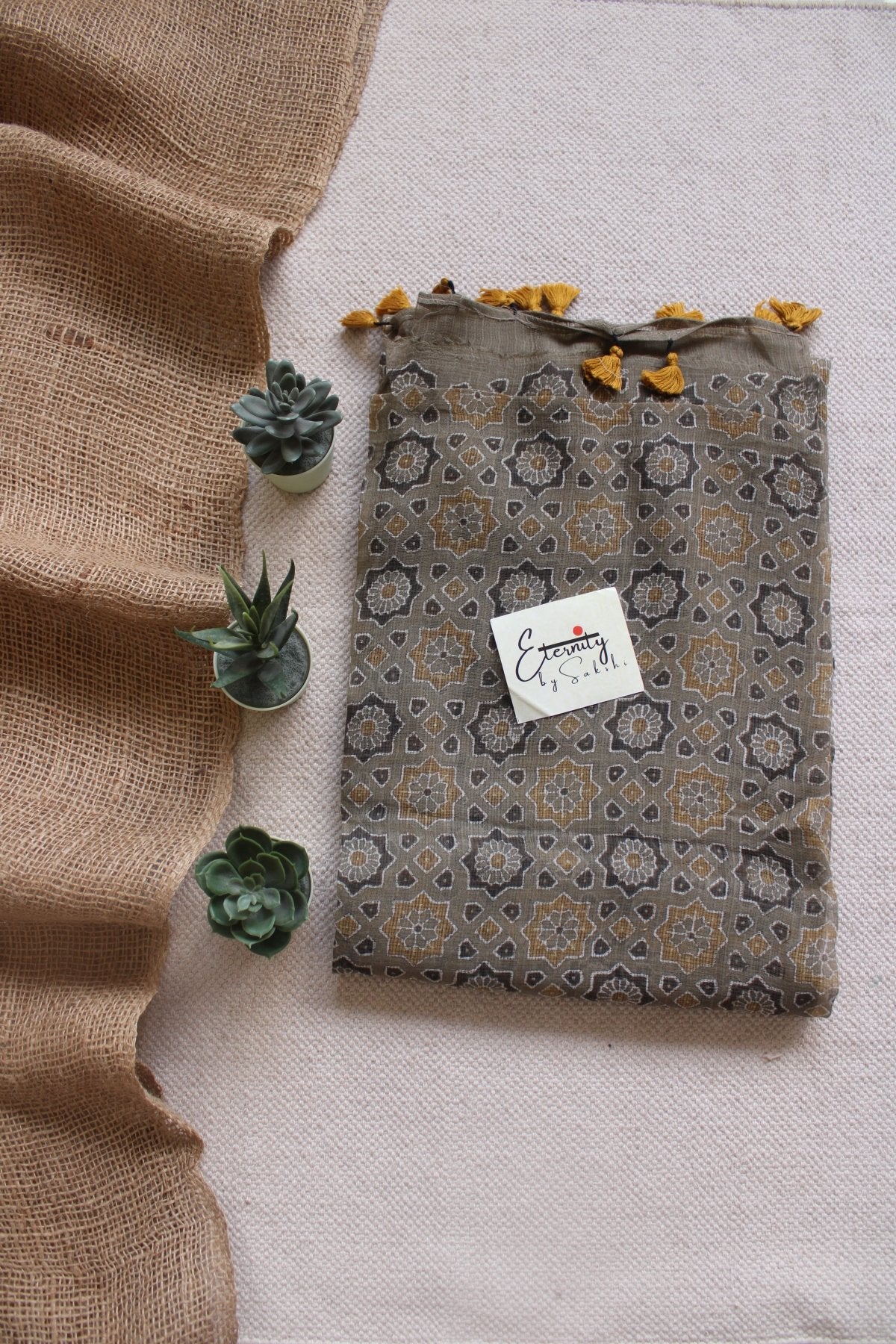 Earthy Lily Ajrakh Saree - Eternity by Sakshi
