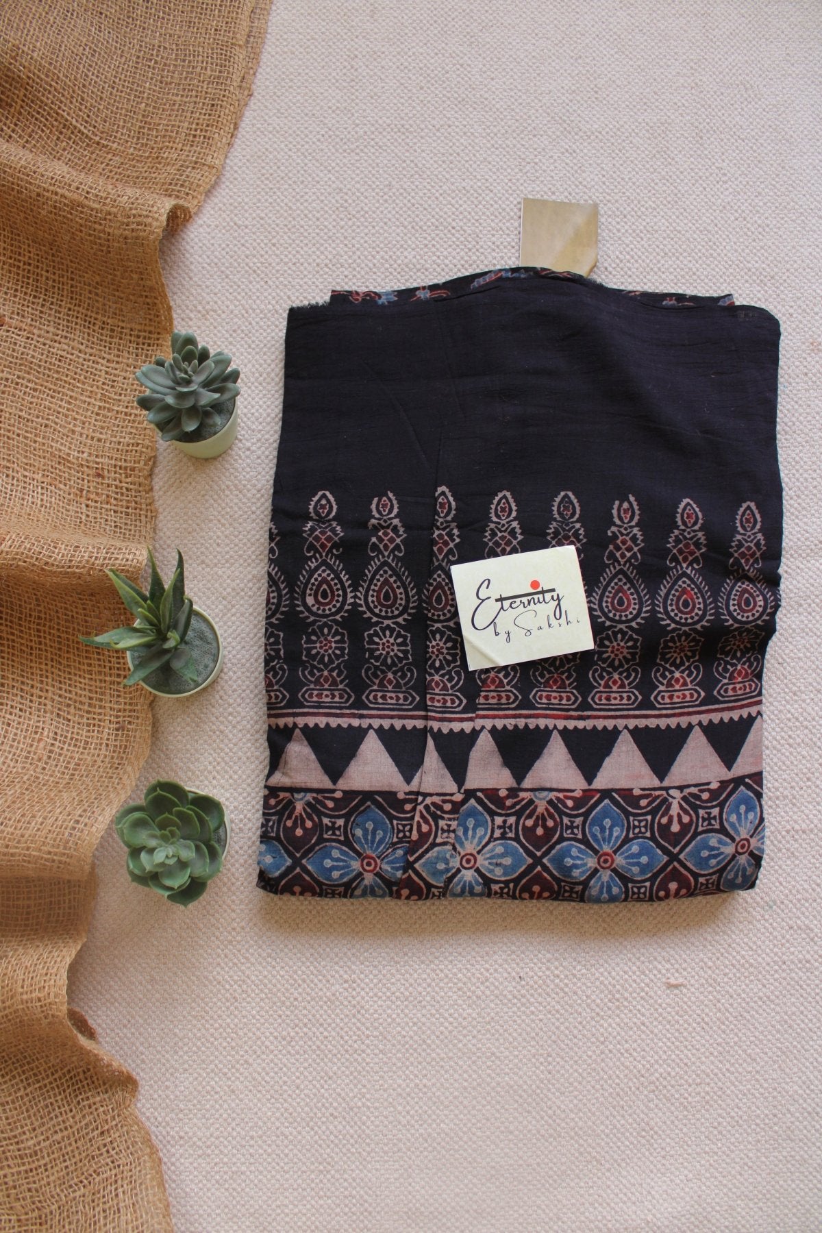 Ember Blockprint Saree - Eternity by Sakshi