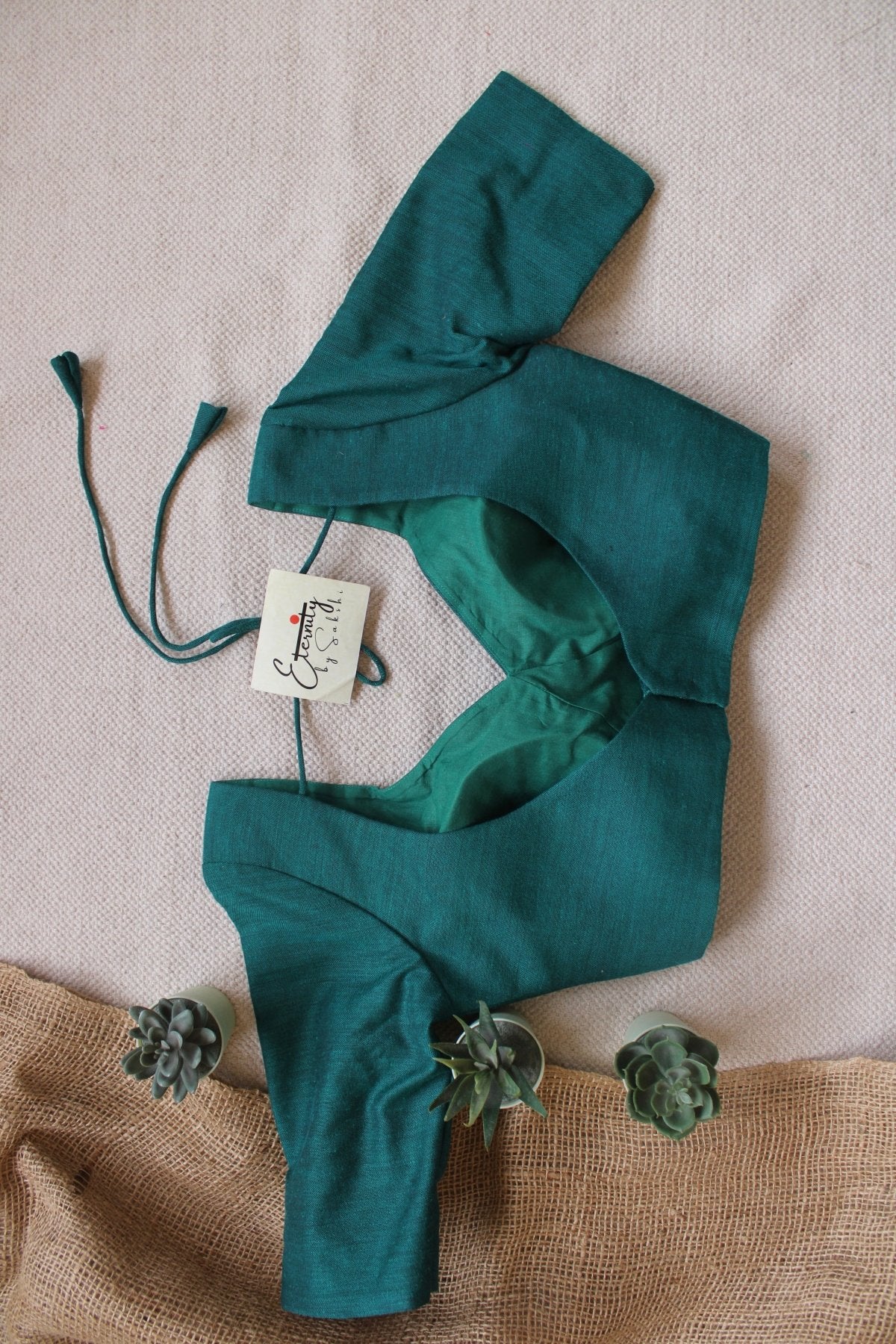 Dark Teal Madhubala With Sleeves Blouse - Eternity by Sakshi