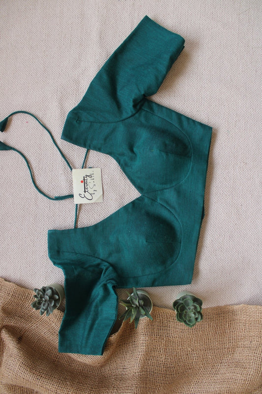 Dark Teal Madhubala With Sleeves Blouse - Eternity by Sakshi