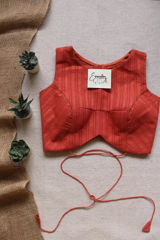 Rust Orange Navya Stripes Blouse - Eternity by Sakshi