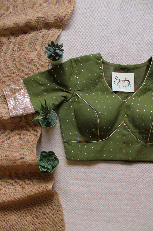 Olive Green Navratri Amba Blouse
