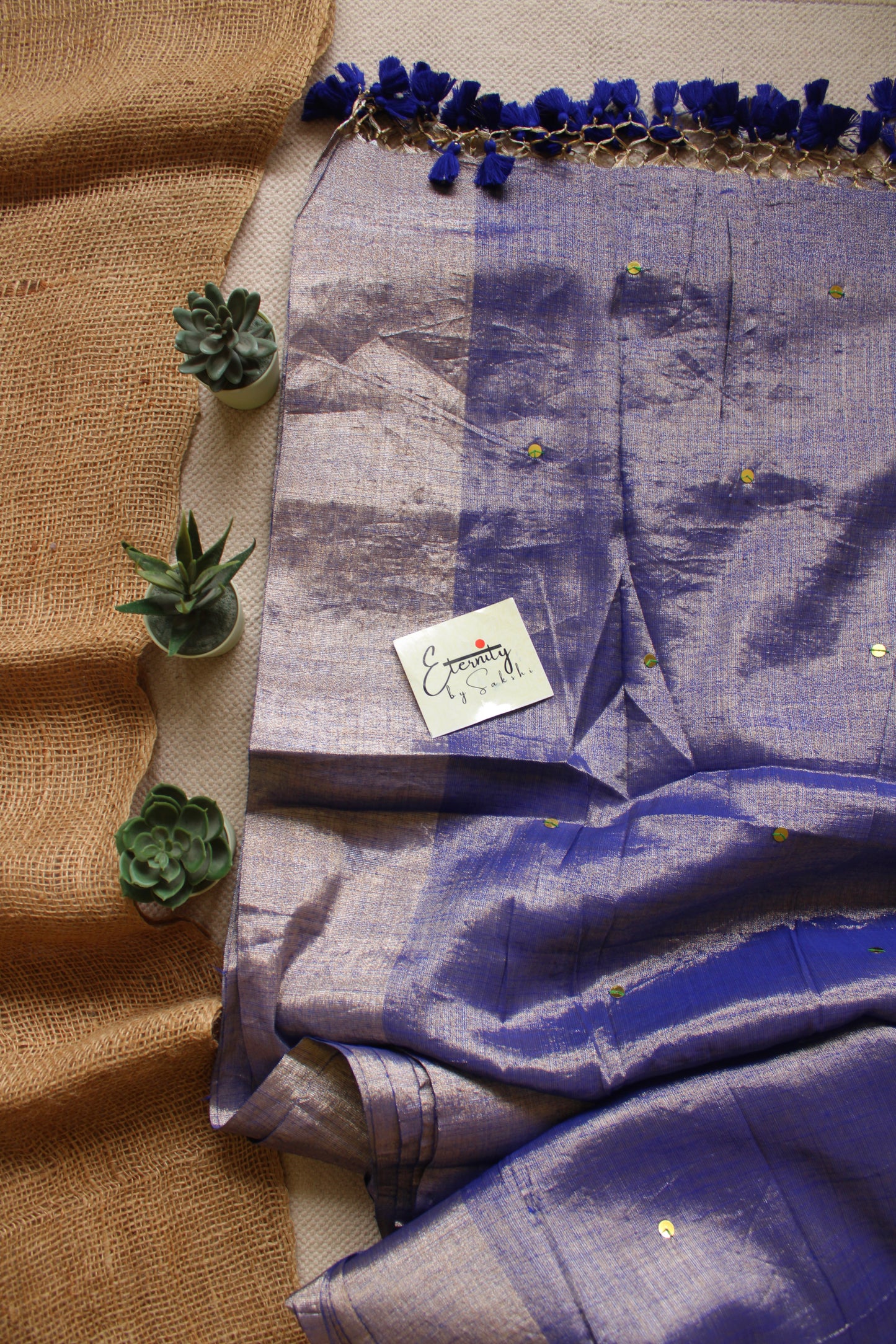 Purple Metallic Tissue Saree