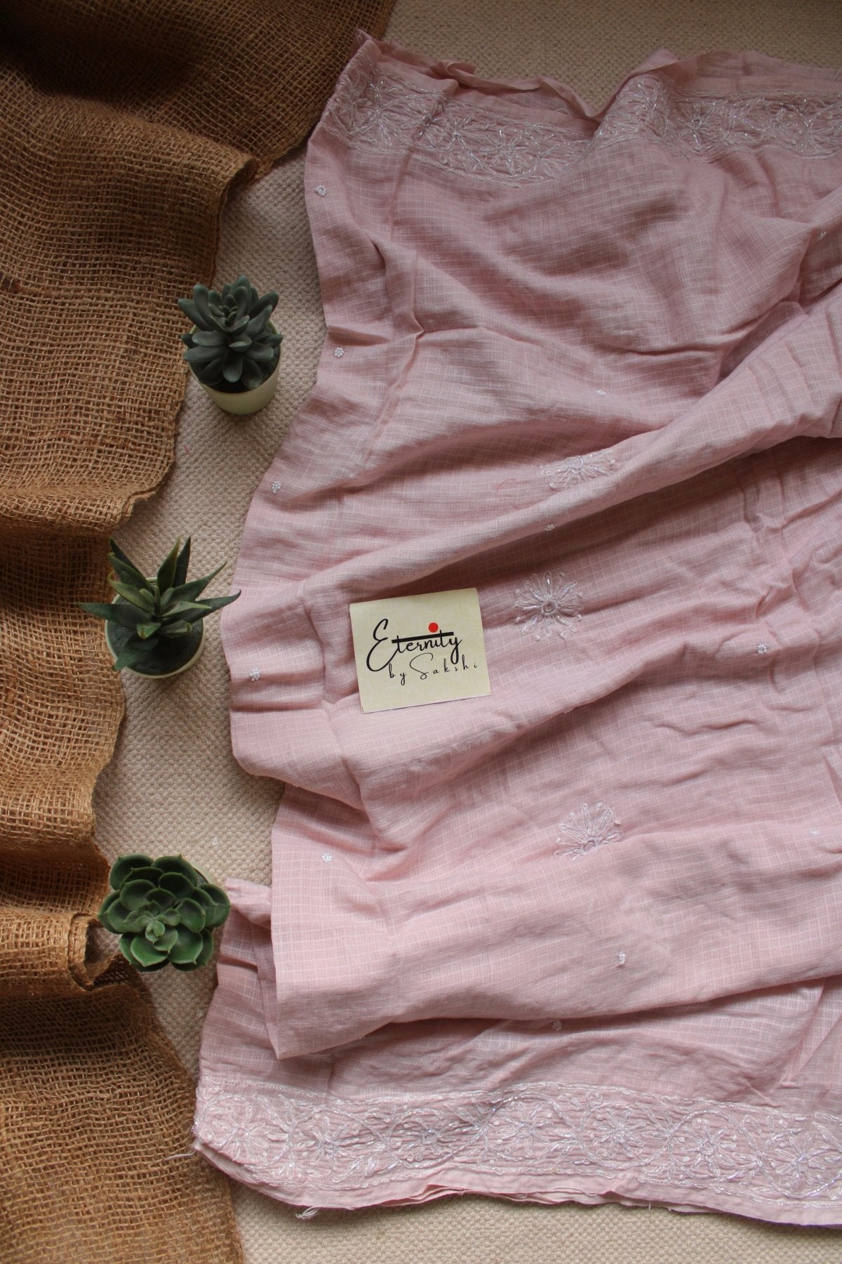 Blush Pink Lucknowi Handwork Saree - Eternity by Sakshi