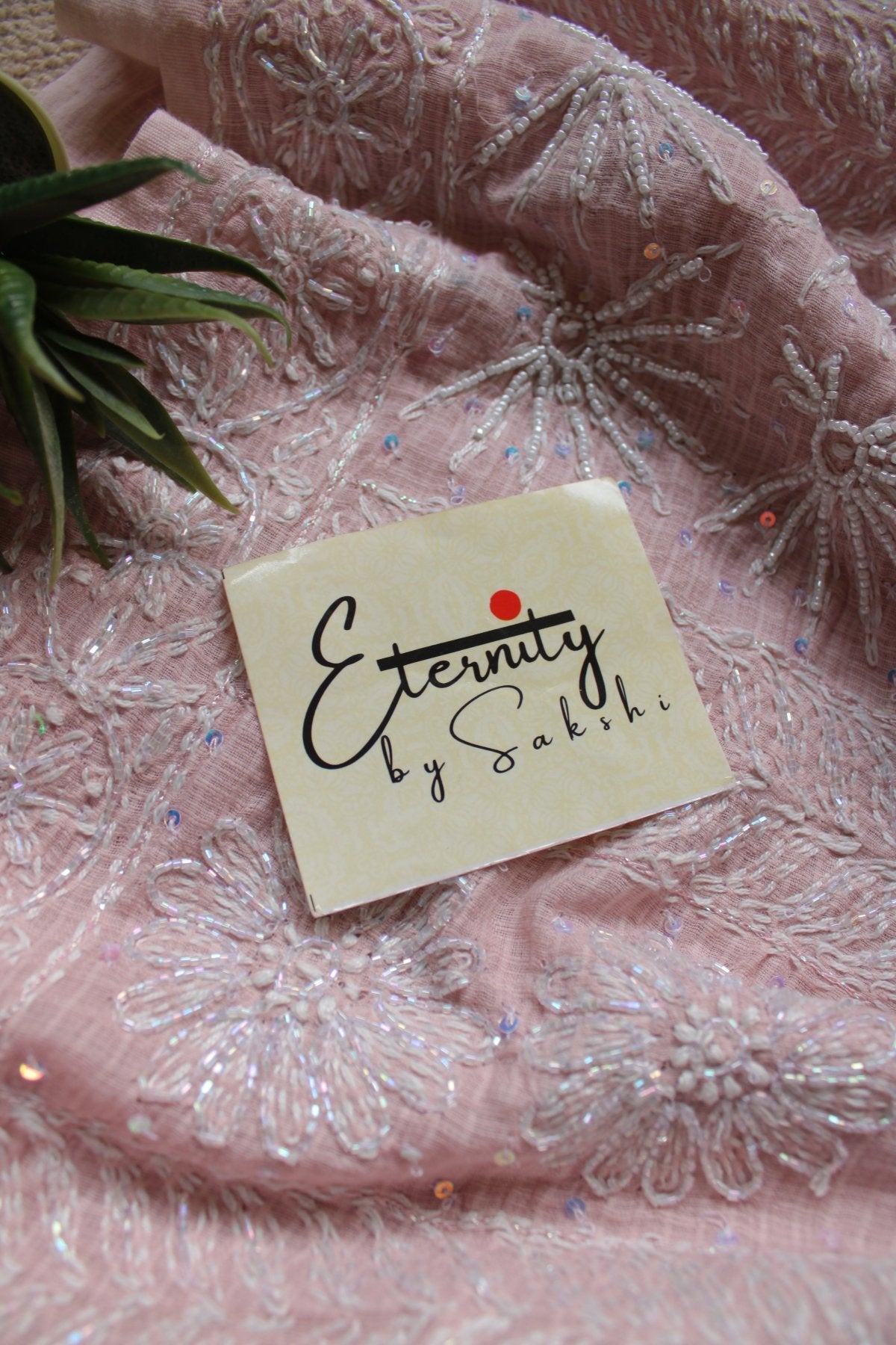 Blush Pink Lucknowi Handwork Saree - Eternity by Sakshi