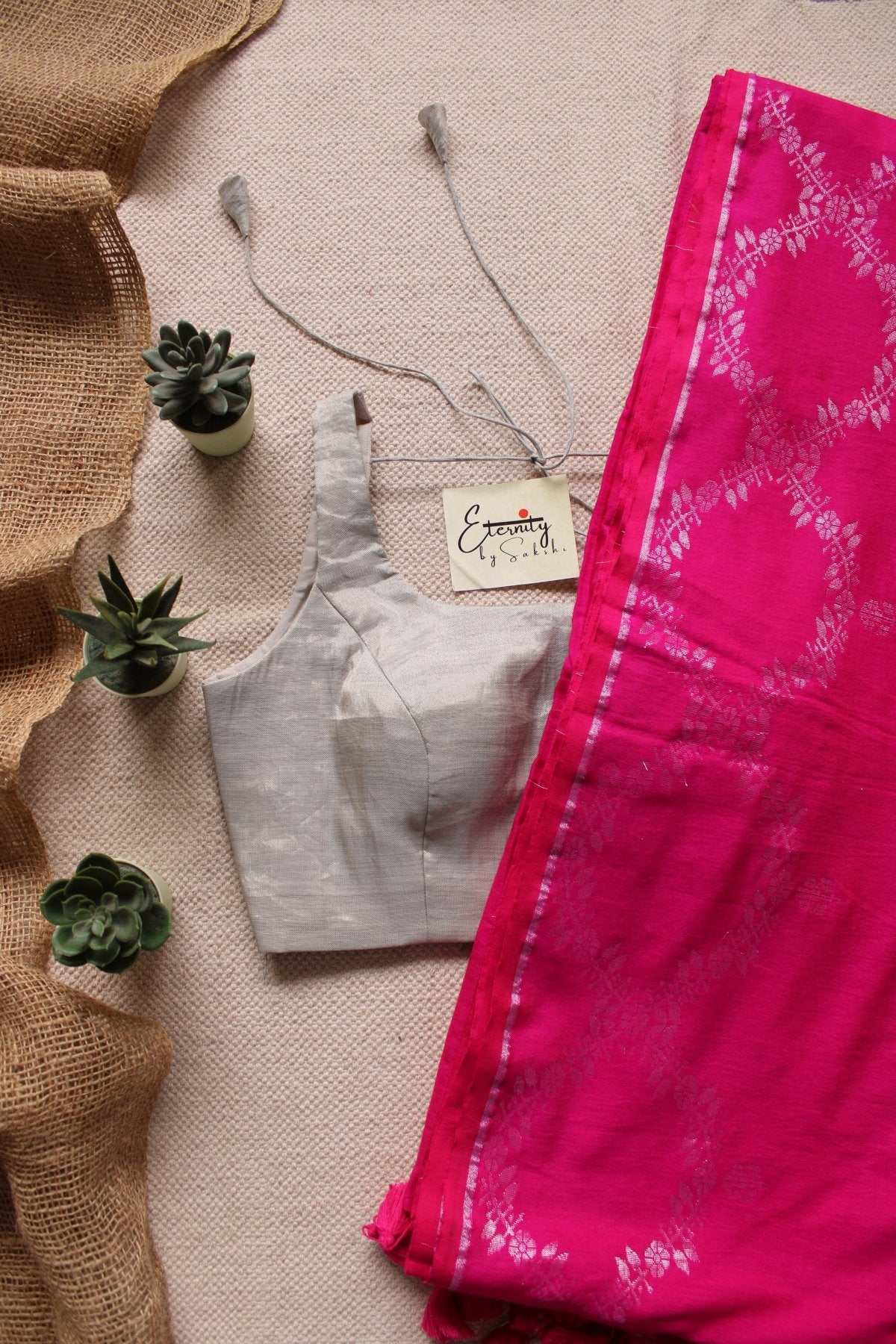 Gulabo Parv Saree + Silver Noorie Blouse Combo - Eternity by Sakshi