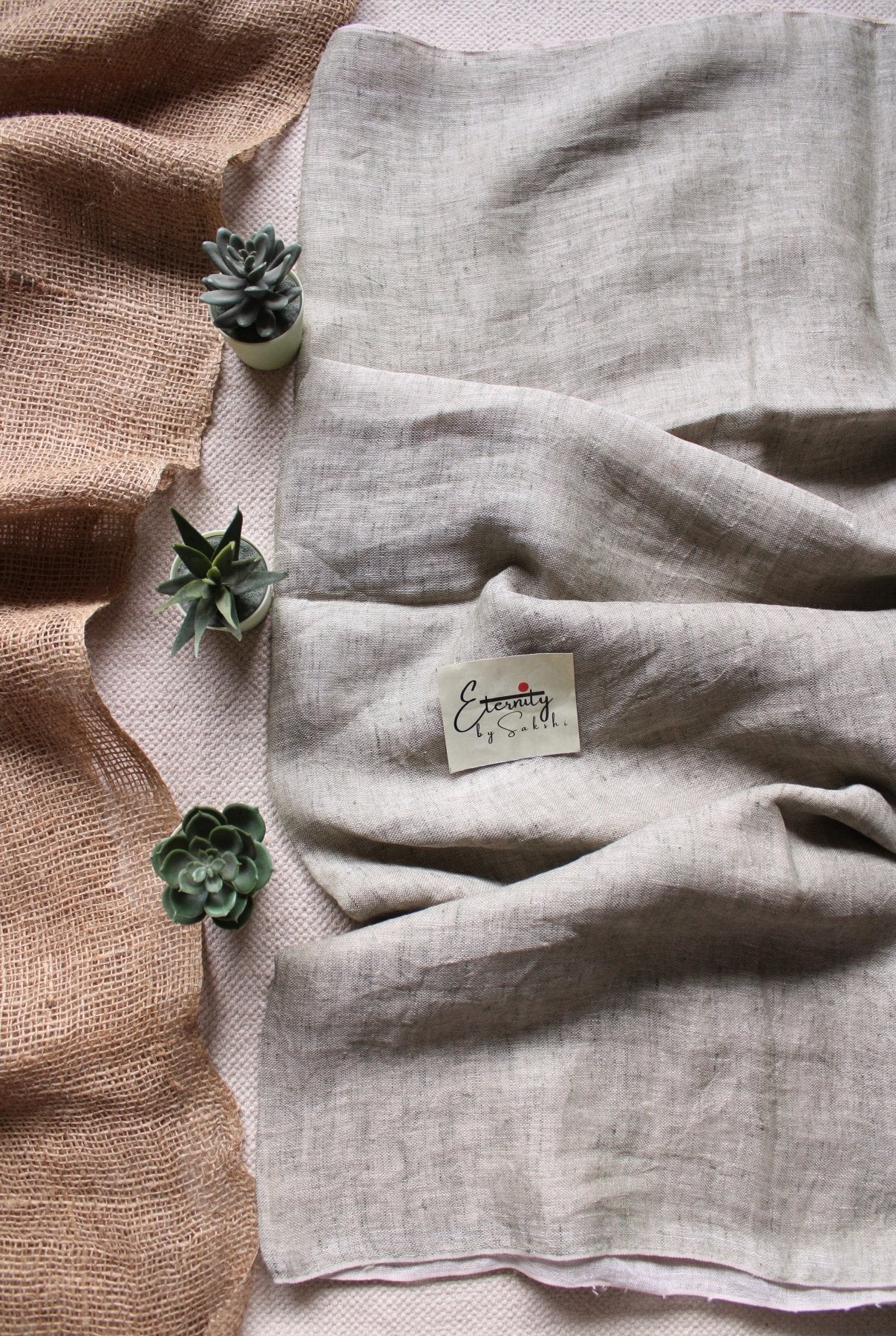 Pink and Grey Linen Saree - Eternity by Sakshi
