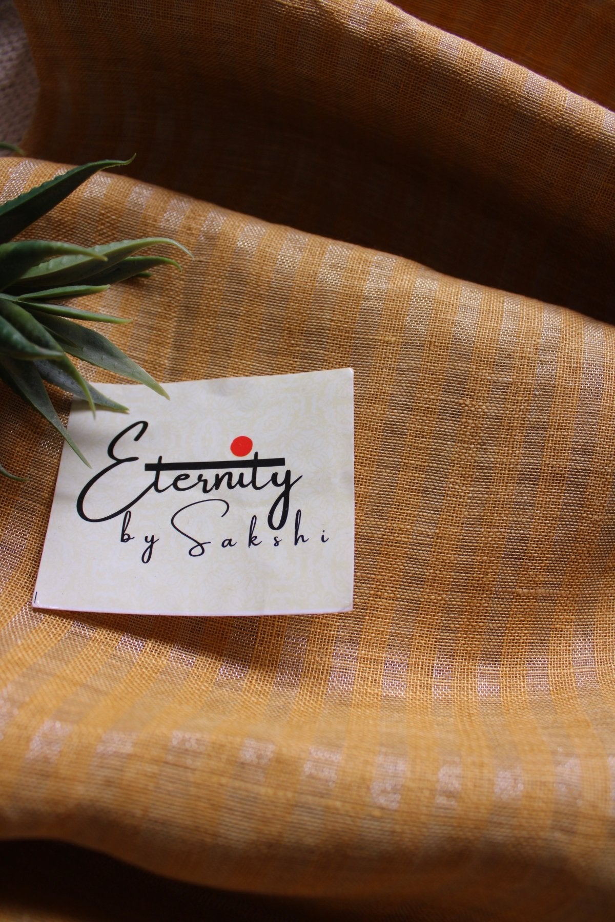 Yellow Stripes Linen Saree - Eternity by Sakshi