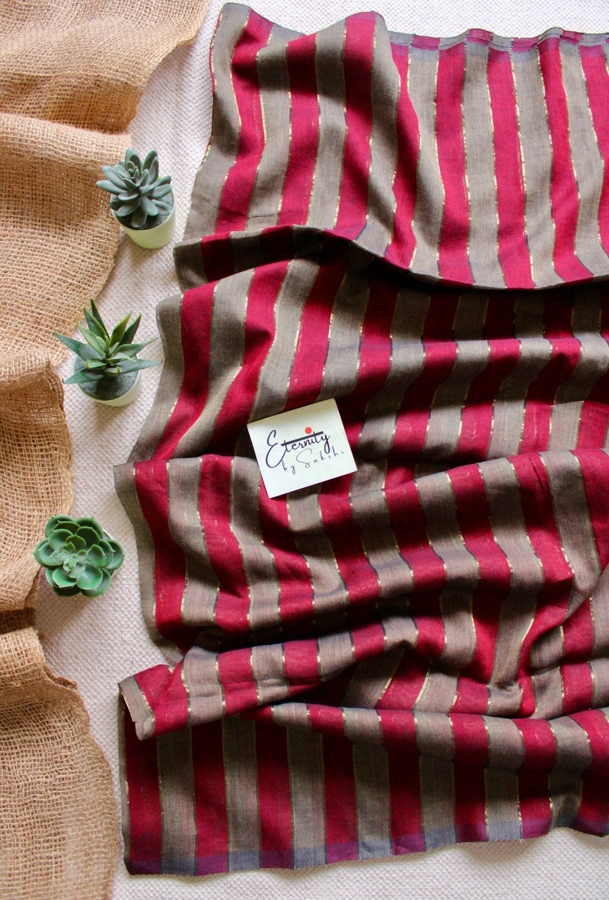 Red Grey Silsila Saree - Eternity by Sakshi