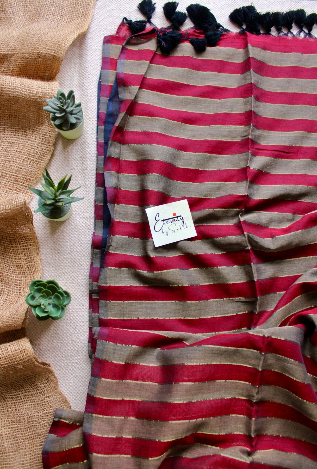 Red Grey Silsila Saree - Eternity by Sakshi