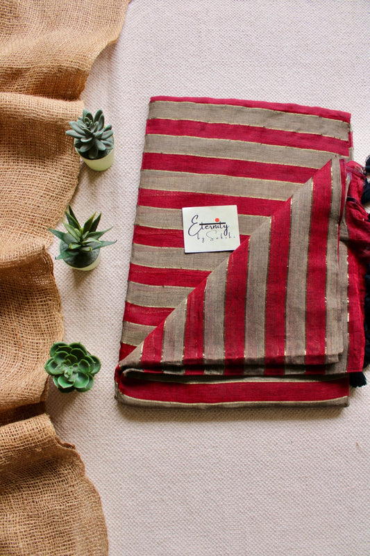 Red Grey Silsila Saree - Eternity by Sakshi