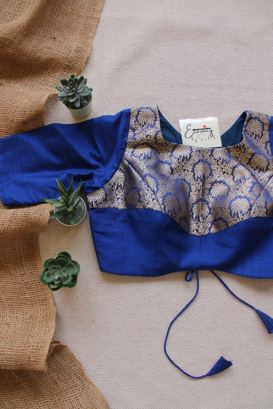 Blue Gulnaar Brocade Blouse - Eternity by Sakshi