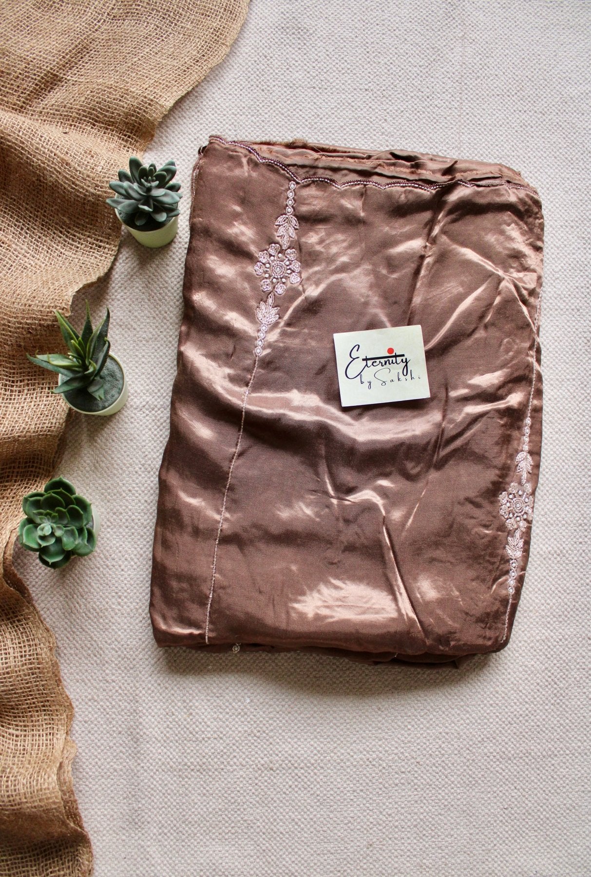 Cappuccino Modal Handwork Saree - Eternity by Sakshi