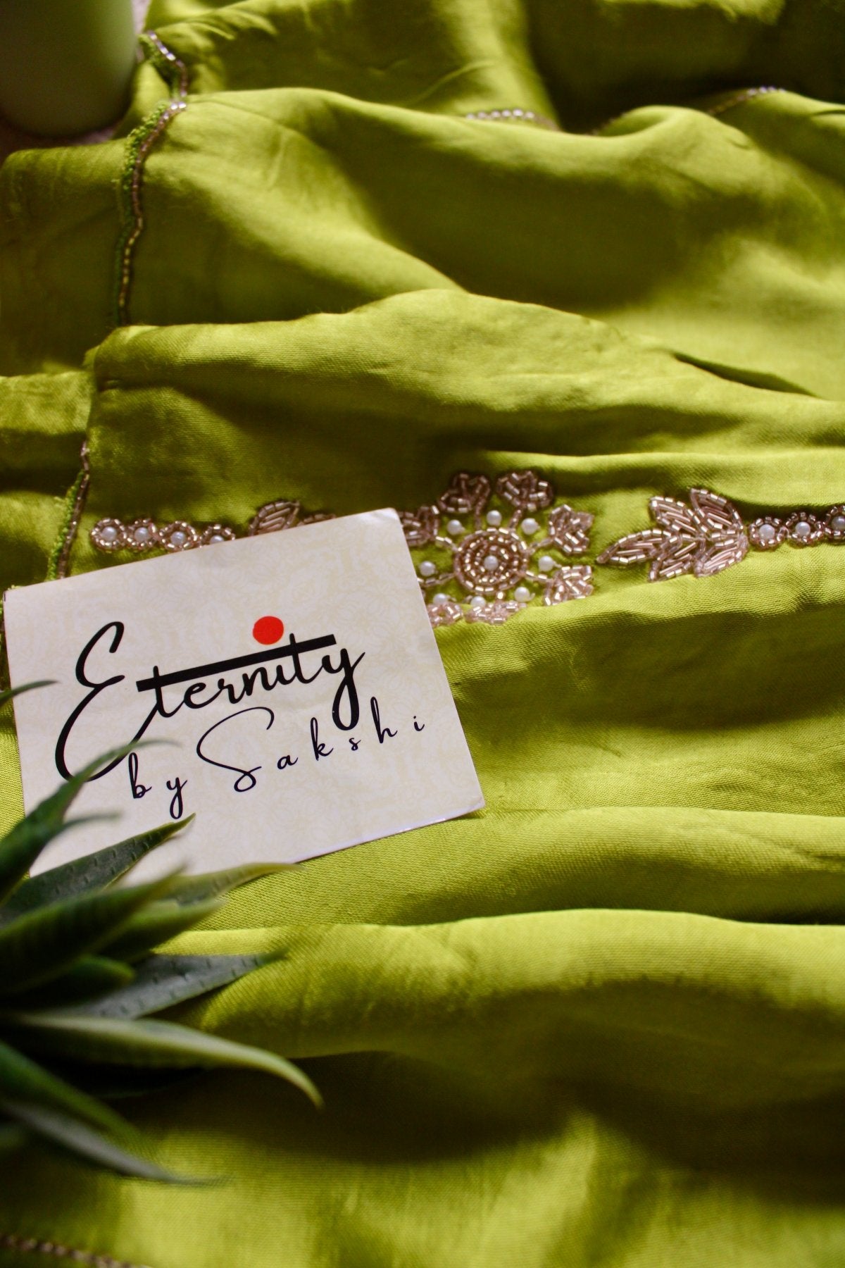 Lime Modal Handwork Saree - Eternity by Sakshi