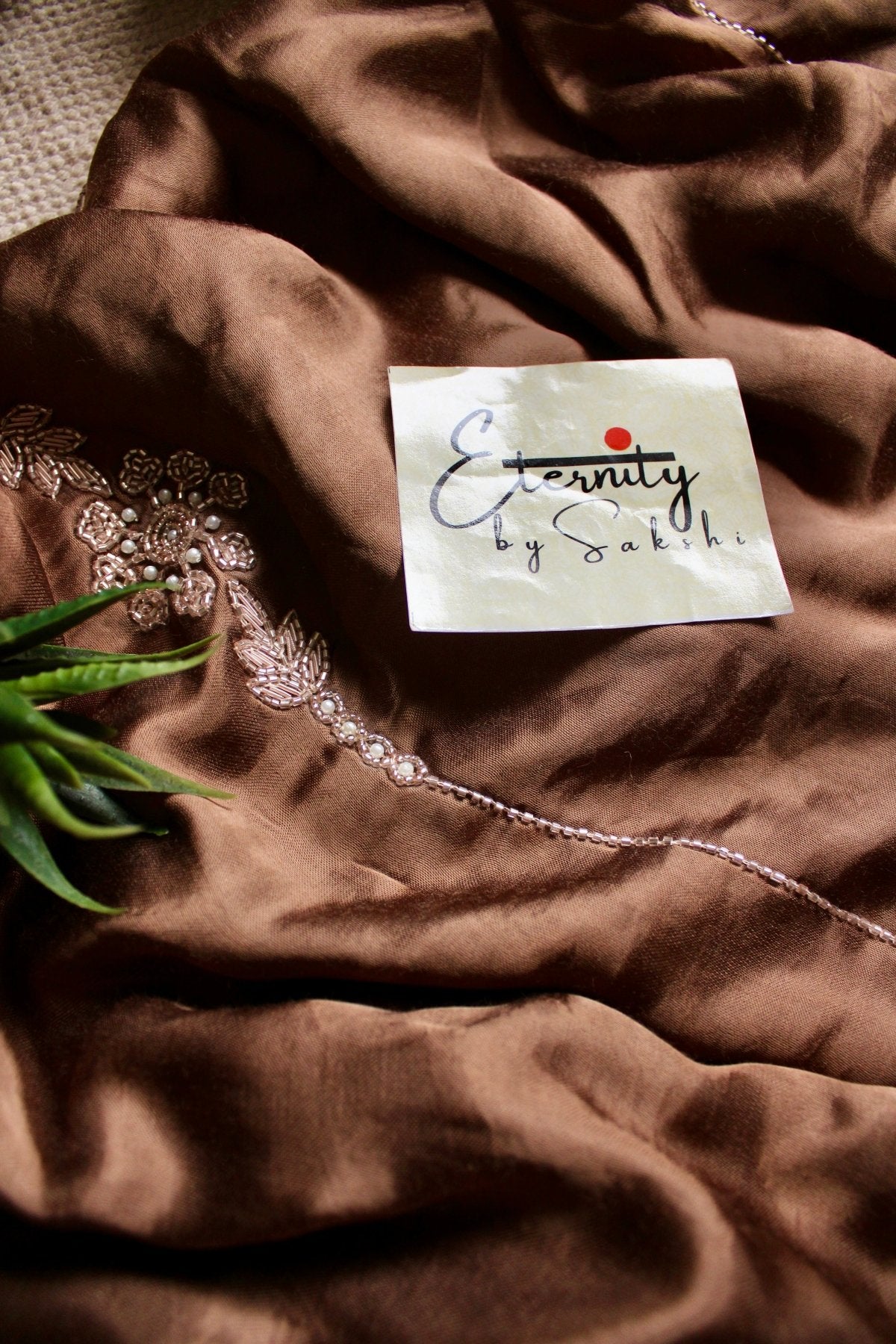 Cappuccino Modal Handwork Saree - Eternity by Sakshi