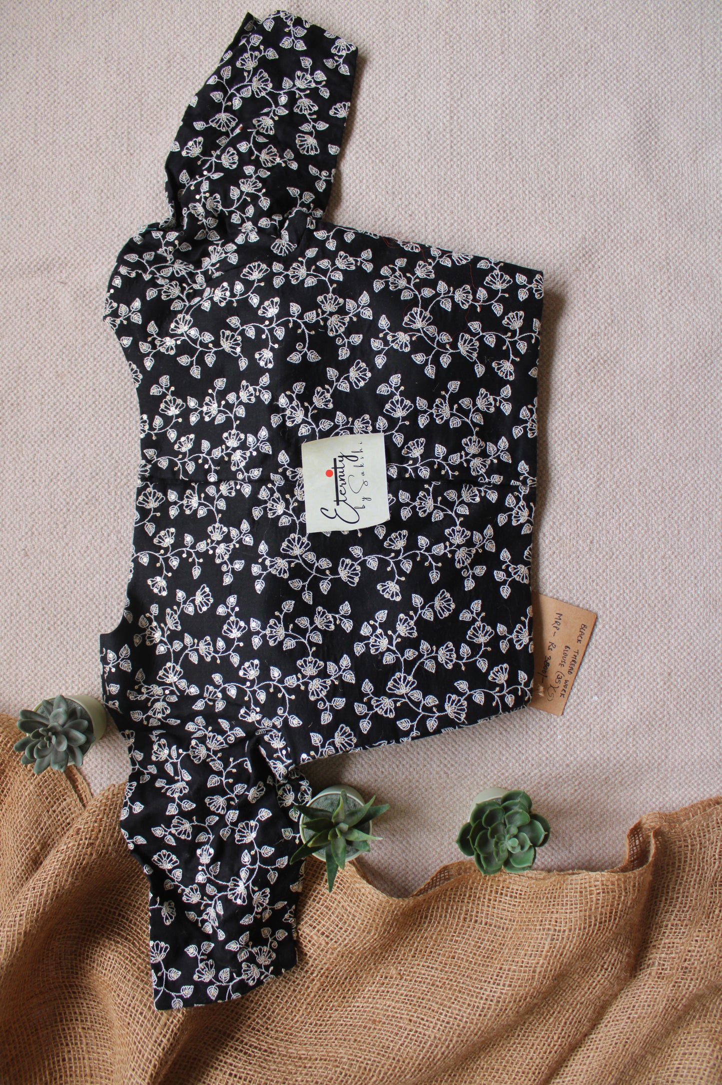 Black Thread Work Garage Blouse