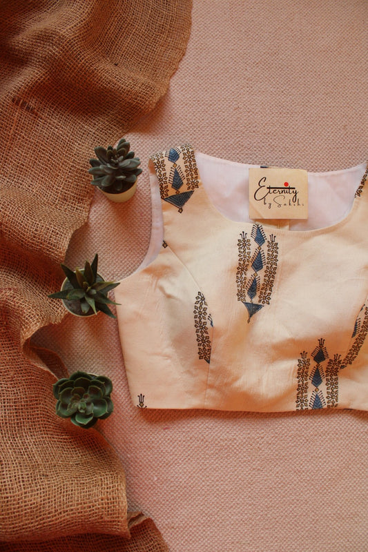 Sand Dusk Ajrakh Boatneck Blouse - Eternity by Sakshi