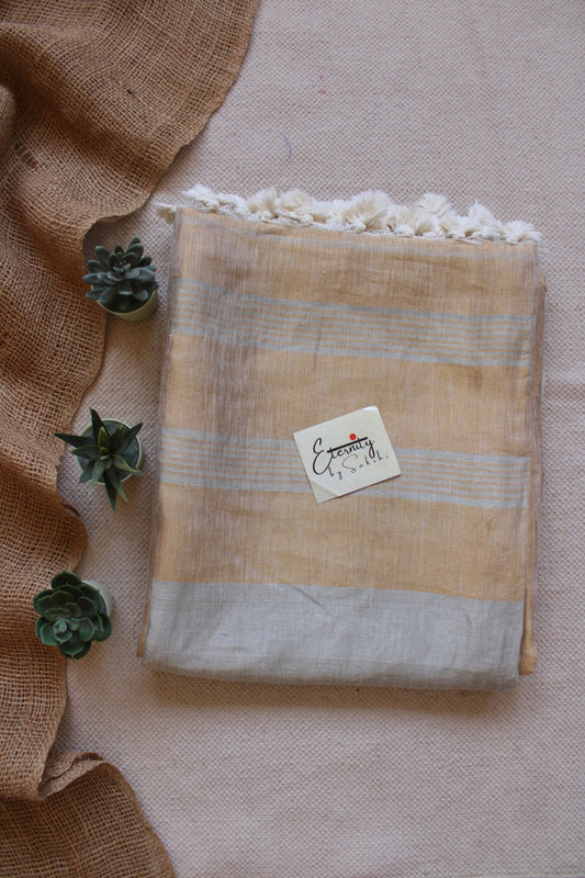 Silver Metallic Linen Saree - Eternity by Sakshi