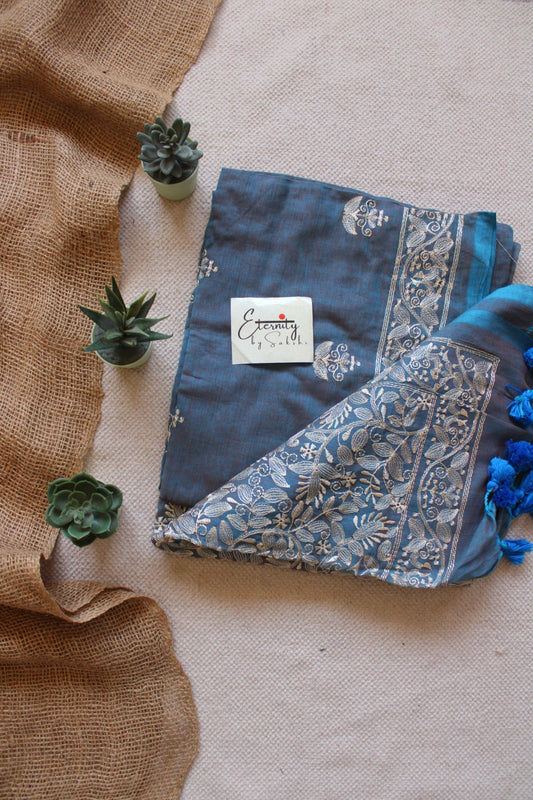 Blue Bloom Mist Saree - Eternity by Sakshi