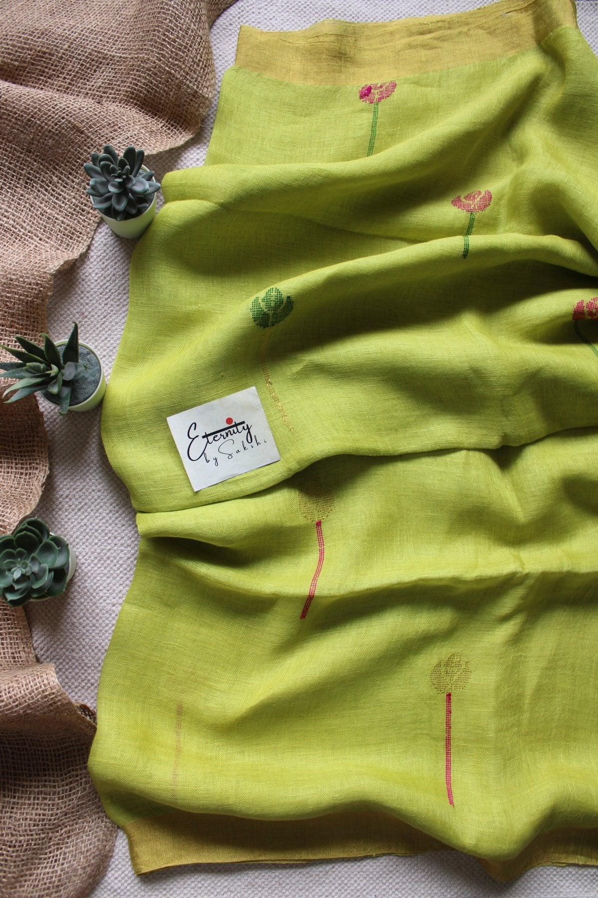 Parrot Green Pankhuri Saree - Eternity by Sakshi