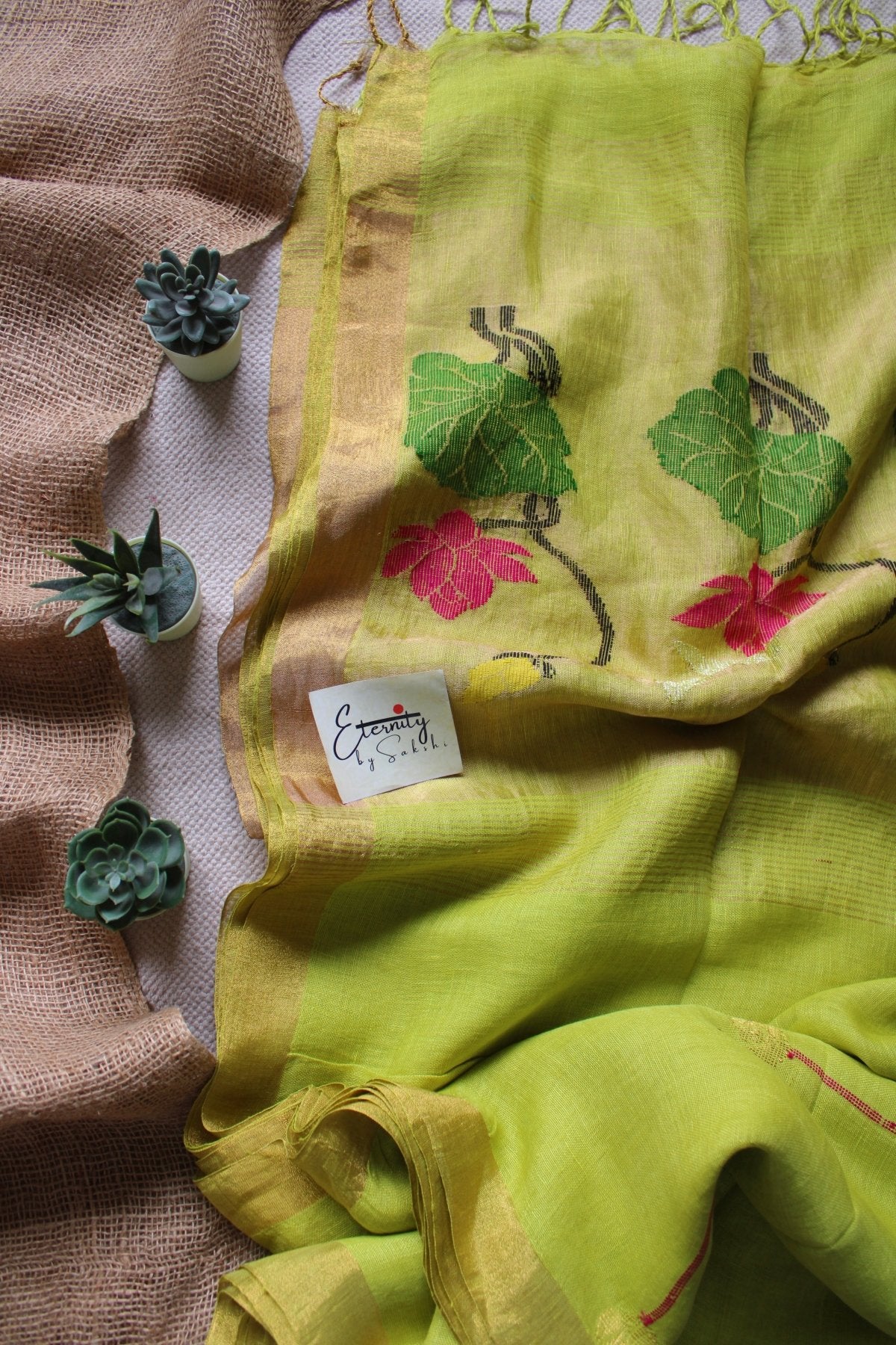 Parrot Green Pankhuri Saree - Eternity by Sakshi