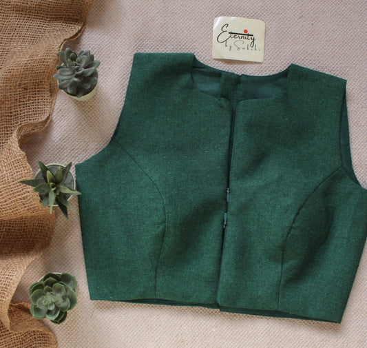 Green Leafy Double Zip Mood Blouse - Eternity by Sakshi