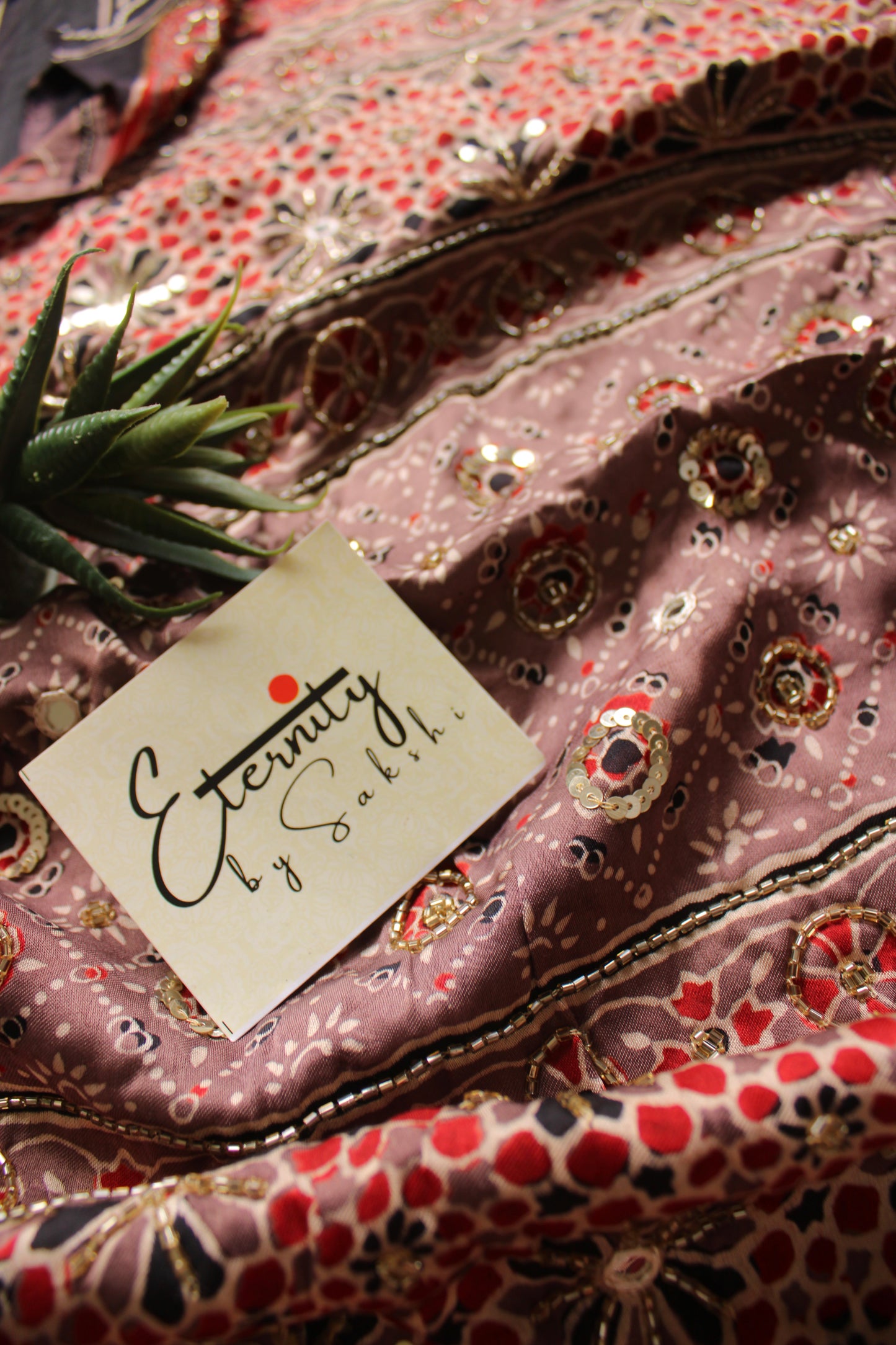 Earthy Tone Ajrakh Modal Silk Handwork Saree